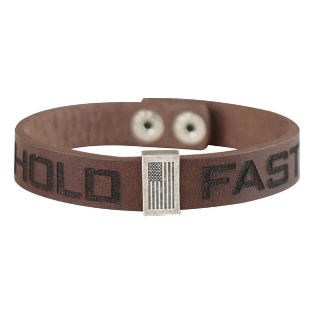 HOLD FAST Mens Flag Leather Bracelet